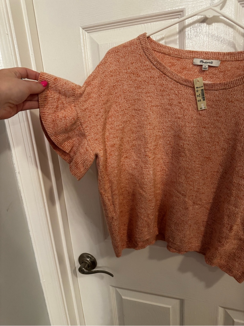Madewell Peach Short-Sleeve Knit Sweater Top - Picture 4 of 5